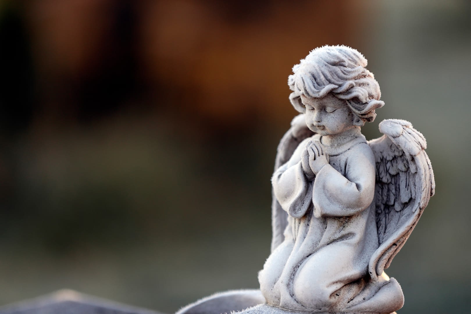 Angel statue in winter.