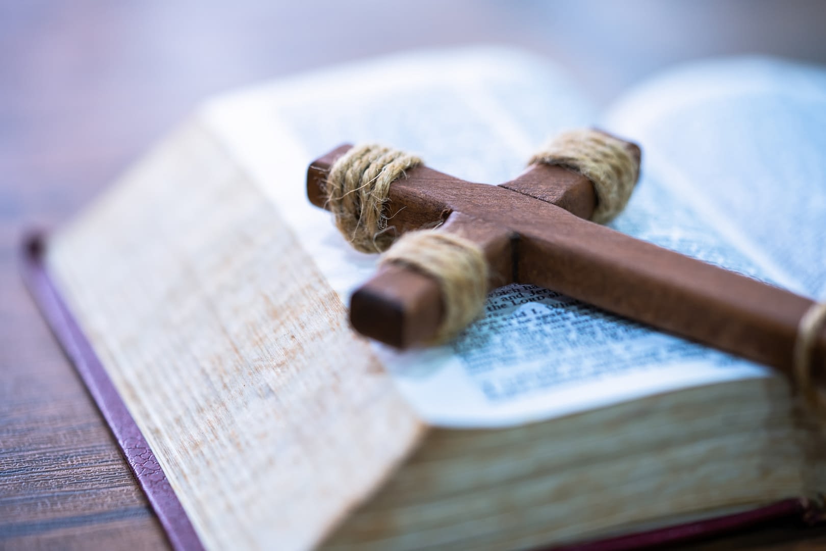 A cross placed on the bible.