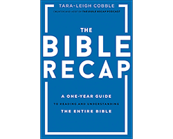 This is the cover for a Bible study that takes women through the Bible in a year: The Bible Recap.
