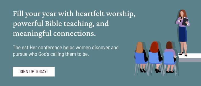 A graphic that leads to the registration page for Esther Press’s Christian women’s conference when clicked.