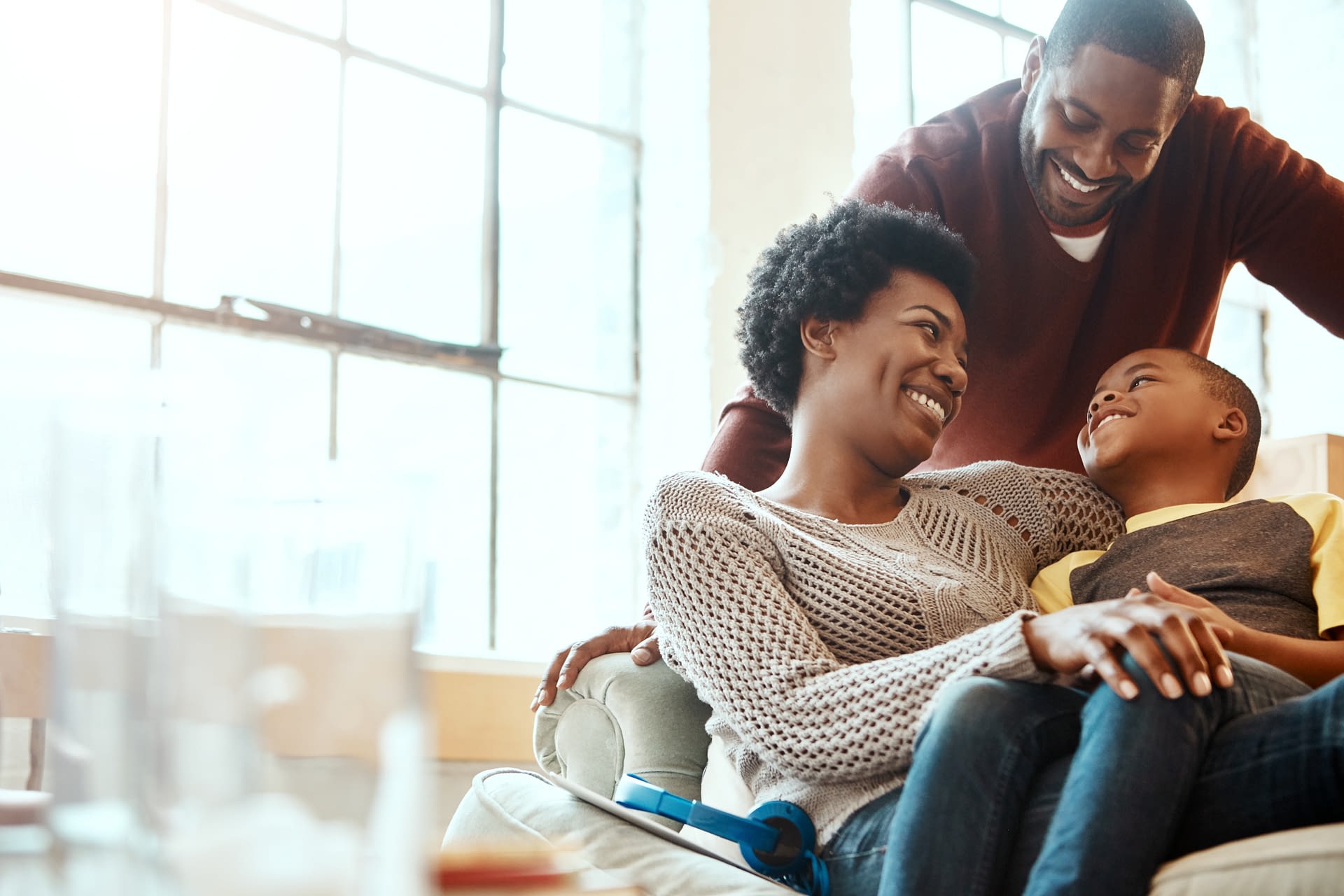 african american family sitting in a chair